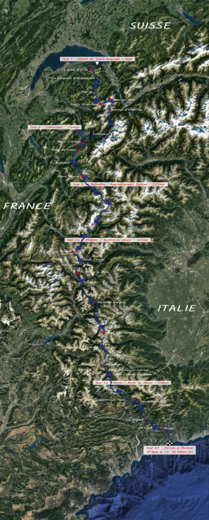 Itinéraire de la Grande Traversée des Alpes sur le GR 5 et autour