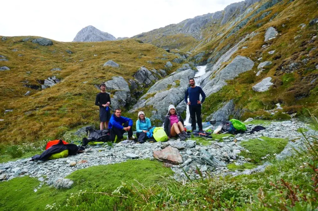 L'équipe au complet des 4 jours de randonnée au Mount Aspiring National Park en Nouvelle-Zélande