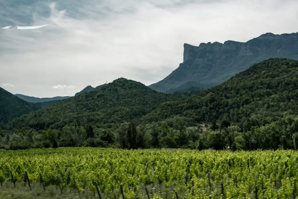 La vue sur les 3 Becs (Diois) dans le bus en arrivant à Die