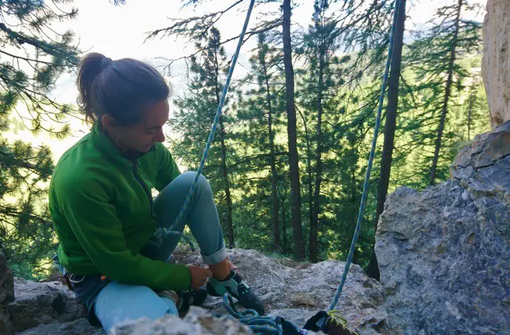 Marion SABY à la falaise d'escalade du Pimaï dans les Hautes-Alpes