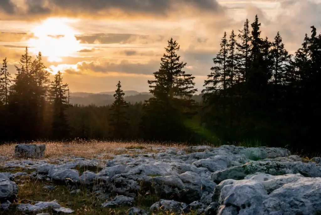 couché de soleil dans le vercors