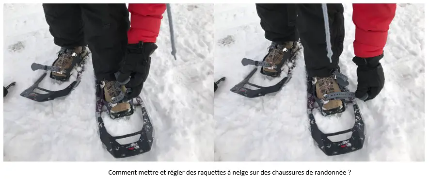Comment mettre et régler des raquettes à neige sur des chaussures de randonnée