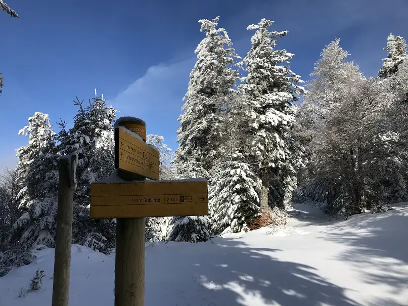 En direction du Point sublime et de l'hort de Dieu au Mont Aigoual en raquette à neige