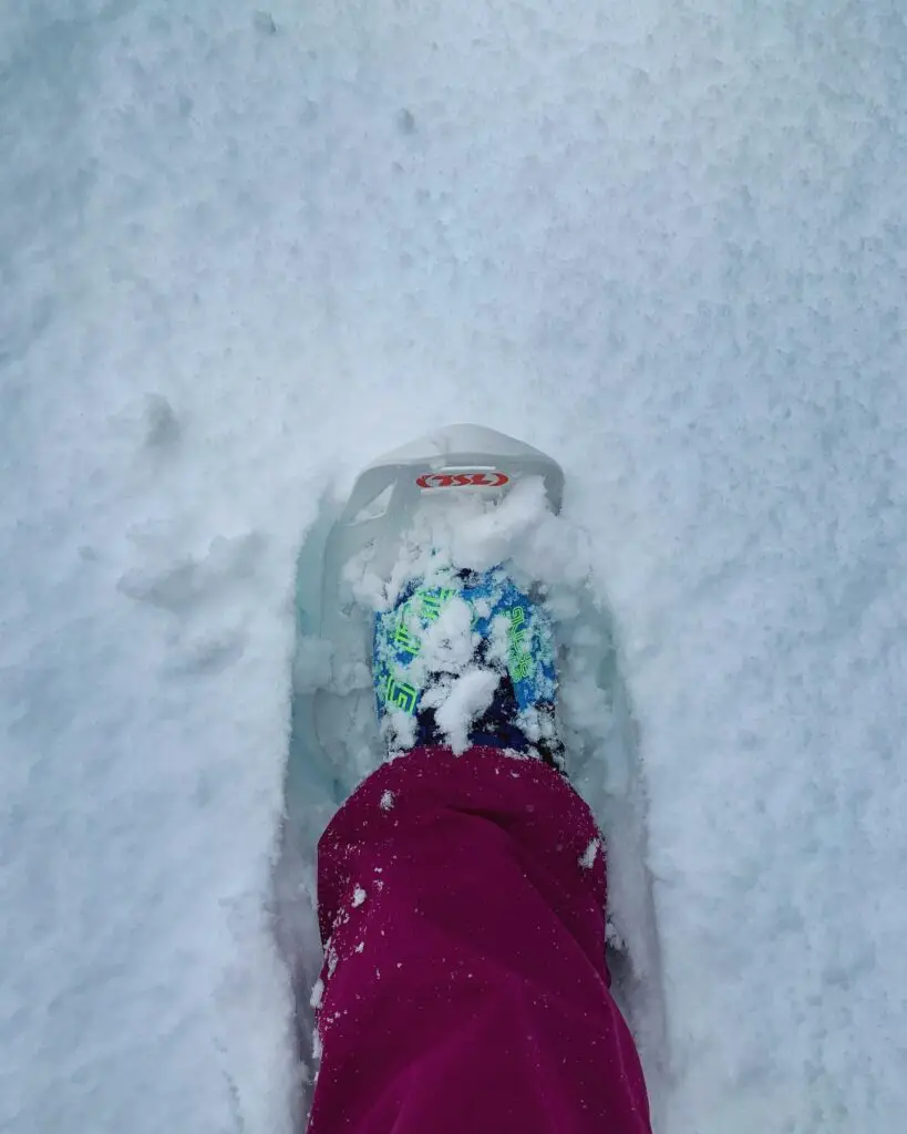 La poudreuse en raquettes à neige à Manigod