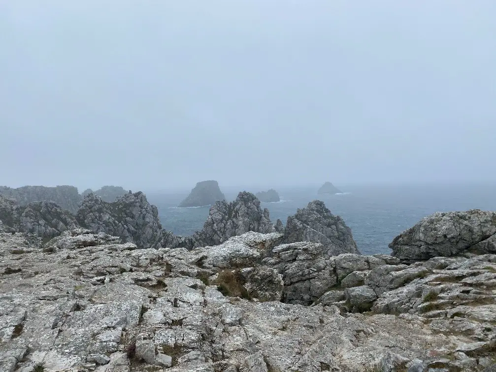 Les tas de pois, dans la brume, sur la presqu’île de Crozon