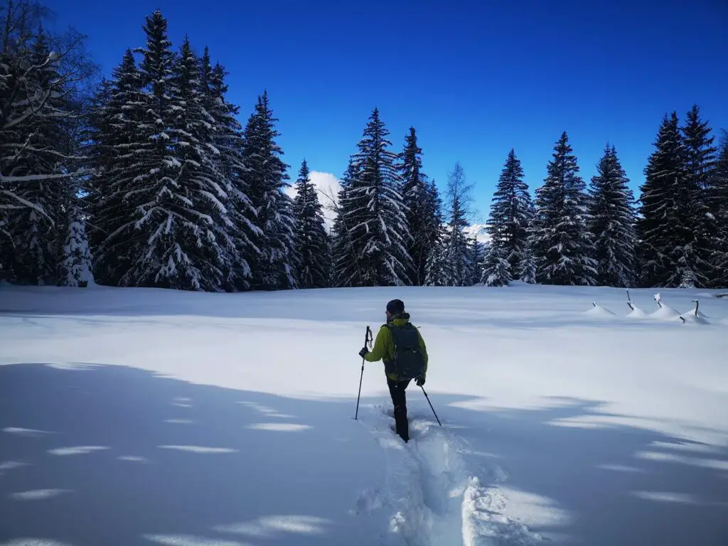 retour terrain des raquettes à neige TSL 438 vers chamonix