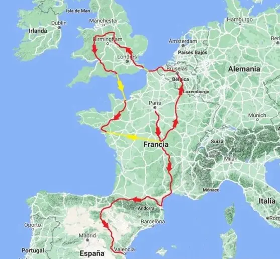 itinéraire en vélo de 421 adventure en Europe