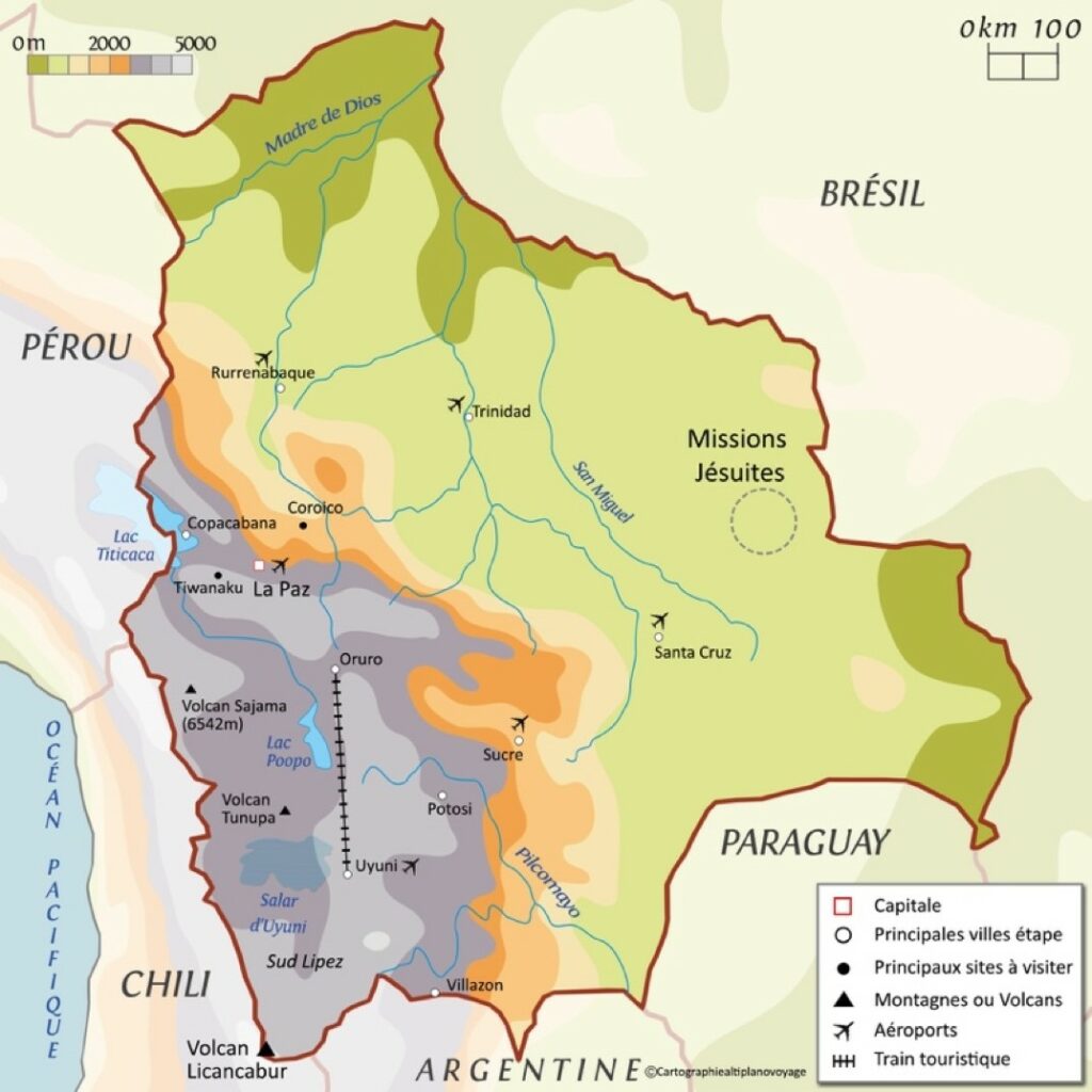 carte de Bolivie pour découvrir ce pays d'amérique du sud