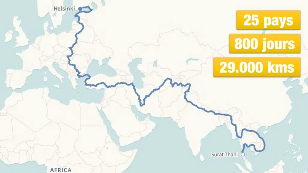 Parcours de notre aventure en vélo en date de Juillet 2020