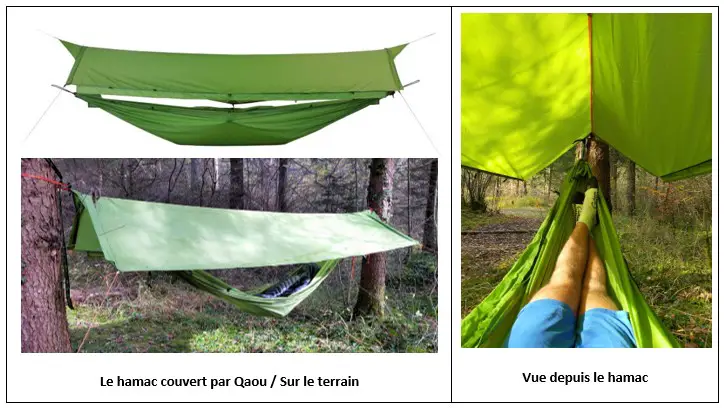 Test de la tente Qaou V4 en mode hamac couvert