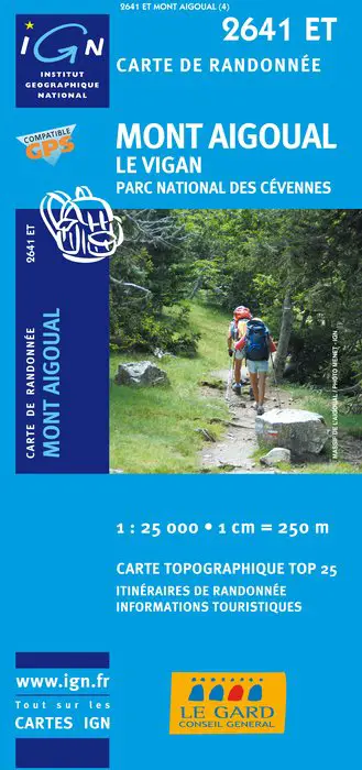 carte IGN du Mont Aigoual Le Vigan Parc National des Cévennes