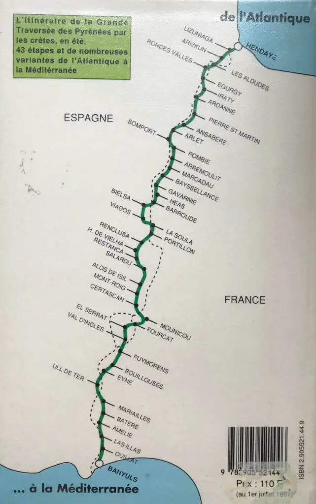 Itinéraire de la HRP proposé sur le Topo-Guide Haute Route Pyrénéenne de Georges Véron