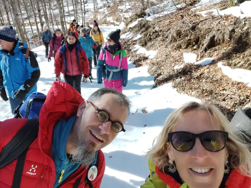 rando sur la neige avec des raquettes dans les Cévennes