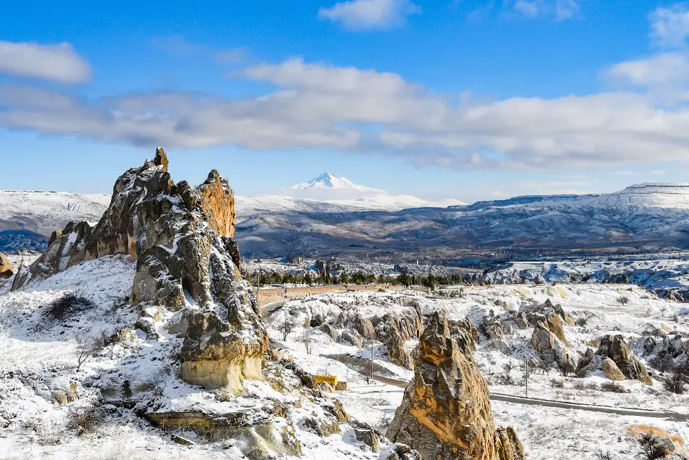 Vu sur le volcan Erciyes Dagi 3916 m depuis le village Ortahisar en turquie