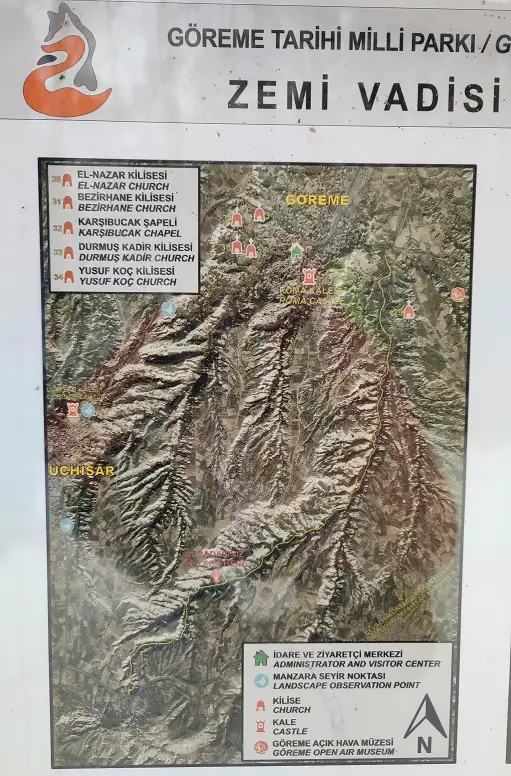 carte de la randonnée de Zemi valley en turquie