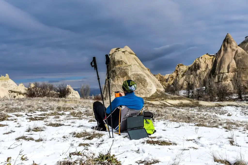 pause en plein milieu de la vallée blanche en turquie