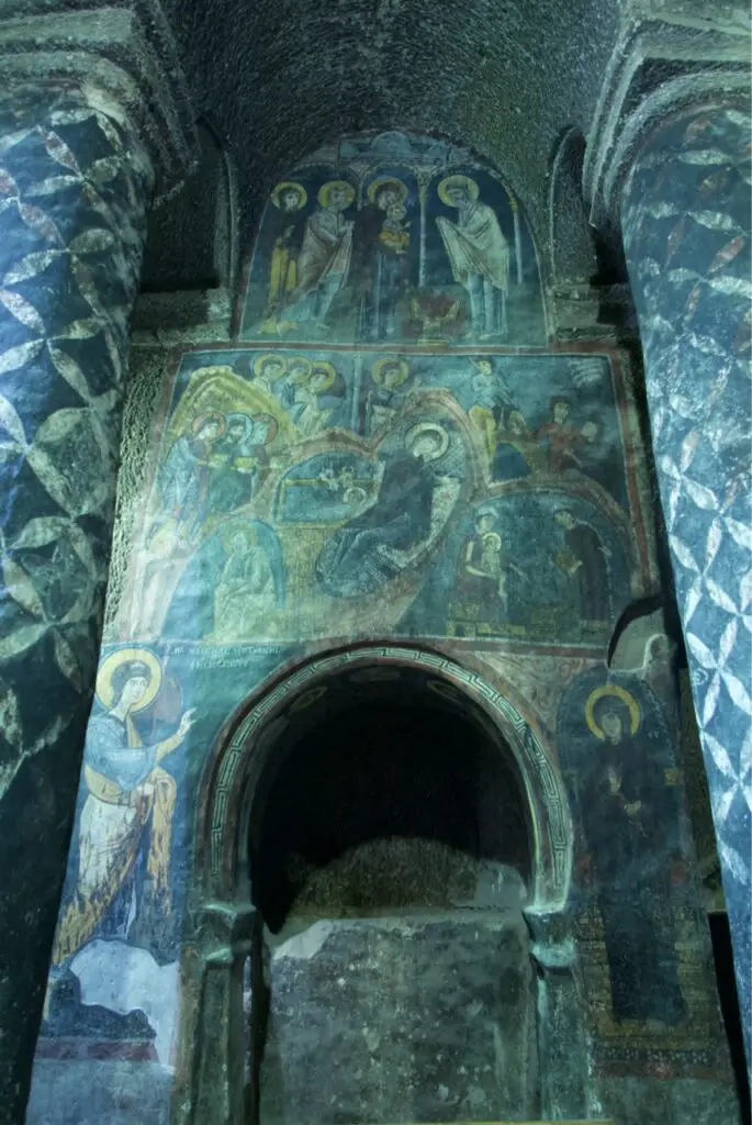 Peinture murale au monastere de Gümüsler en Turquie dans la région de Nigde