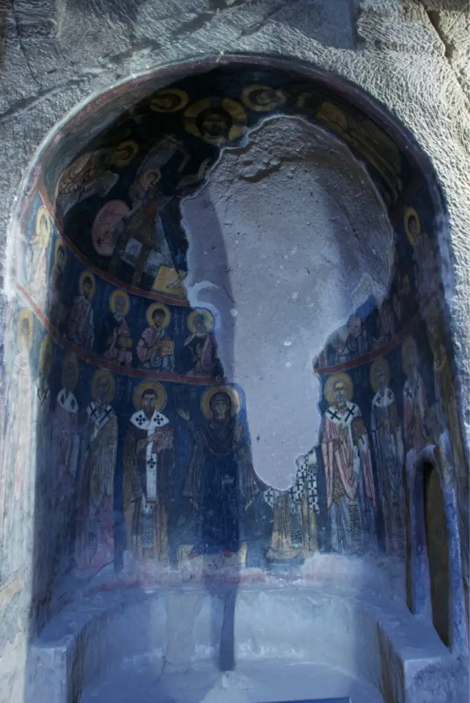 Peinture murale au monastere de Gümüsler près de Nigde en Turquie