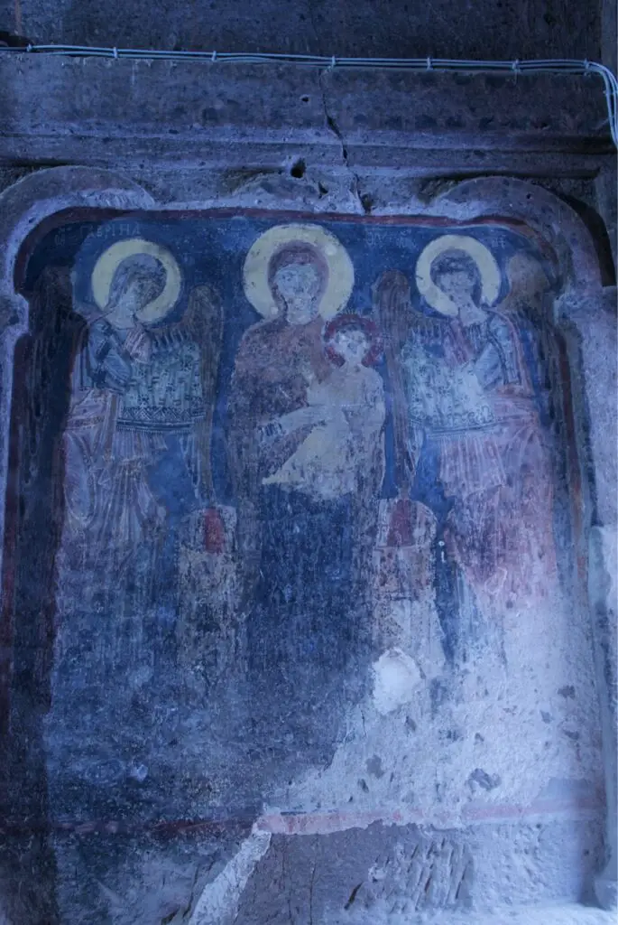 Peinture murale du VII siècle au monastere de Gümüsler dans la région de Nigde en Turquie