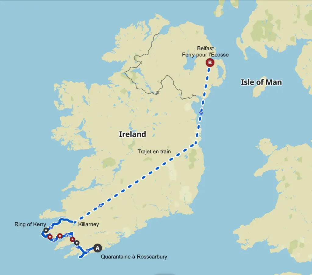 Itinéraire vélo au sud de l'Irlande