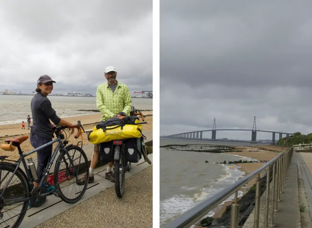 Passage du pont de St Nazaire en voyage à vélo