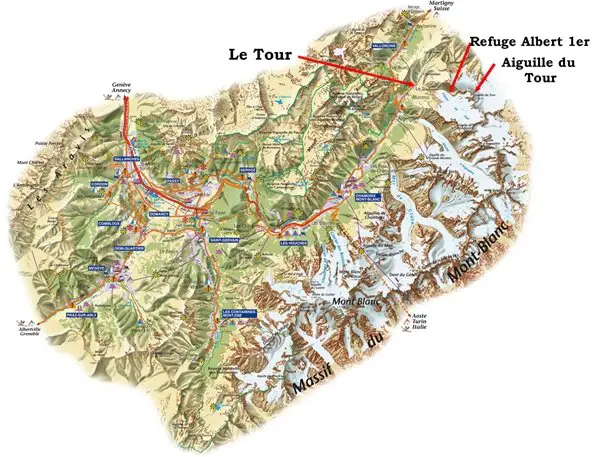 Carte Le Tour, haute savoie, randonnée