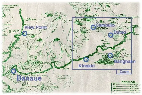 Carte du trekking dans les rizières Ifugao