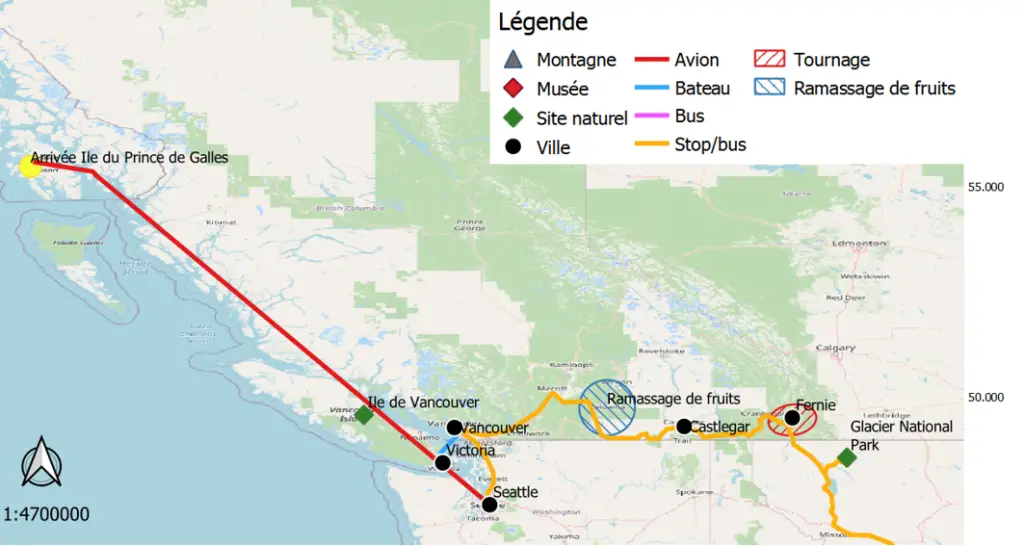 Itinéraire de voyage au Canada et en Alaska