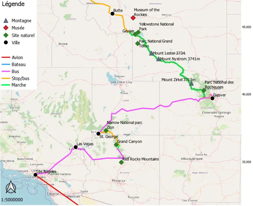 Itinéraire de voyage aux USA