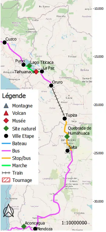 Itinéraire de voyage en Argentine et Bolivie