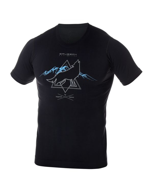 t-shirt thermique outdoor merinos loup noir de la marque Brubeck