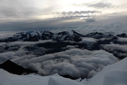 Vue sur le Fletschhorn, le Lagginhorn et le Weissmies