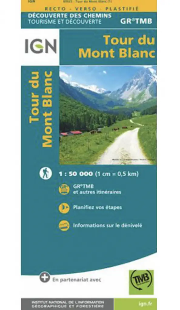 La carte IGN du TMB