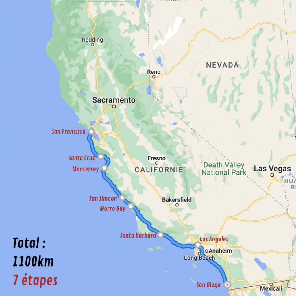Itinéraire traversée de la Californie à velo par Anouche et Tom
