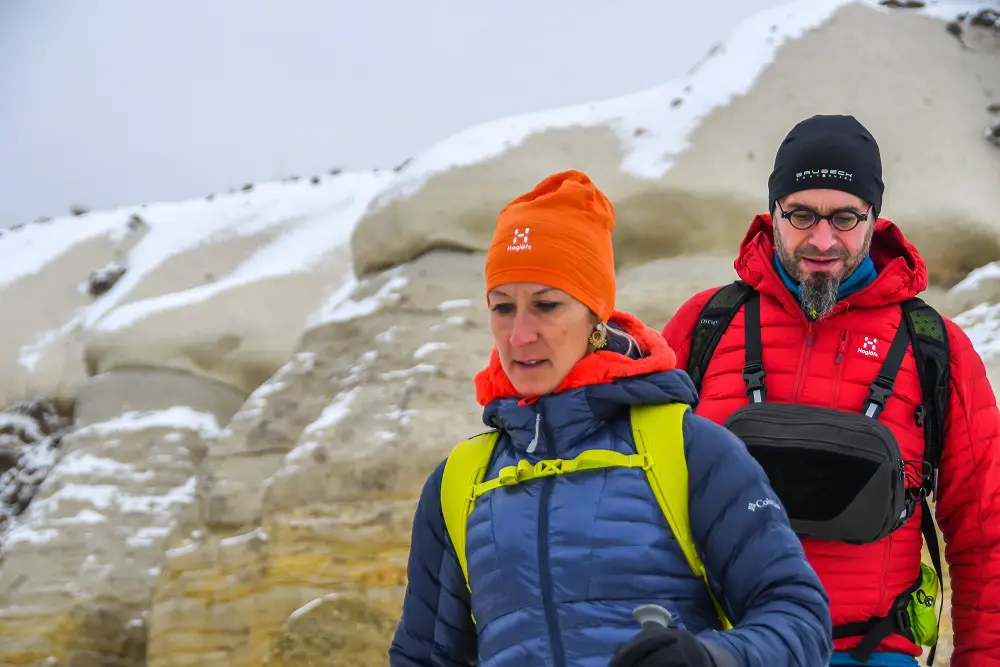 randonnée dans la neige en Cappadoce pour tester la doudoune haglofs