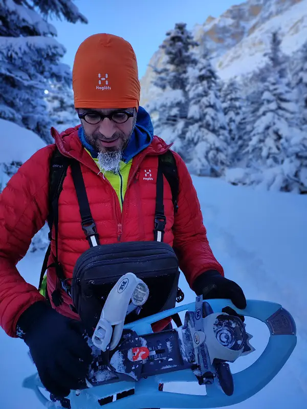 test de la doudoune haglofs en raquette à neige en turquie