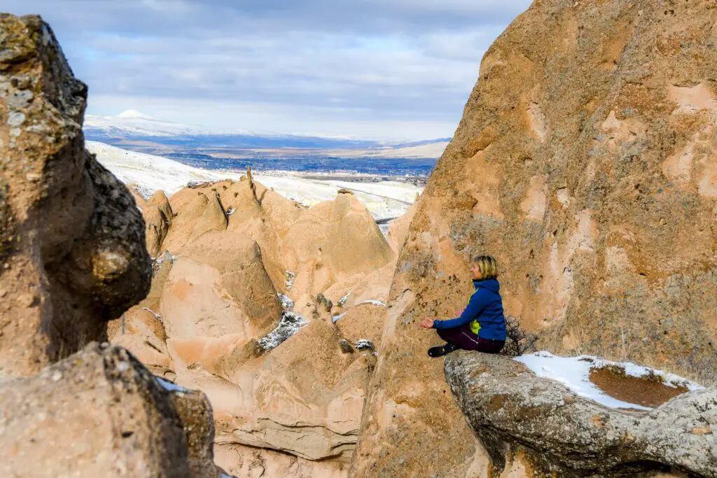 Retour terrain pantalon trangoworld en plein coeur de la Cappadoce en hiver