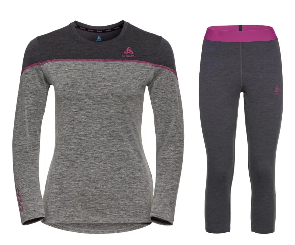 Revelstoke Performance Wool Warm Odlo long-sleeved T-shirt and three-quarter tights for women