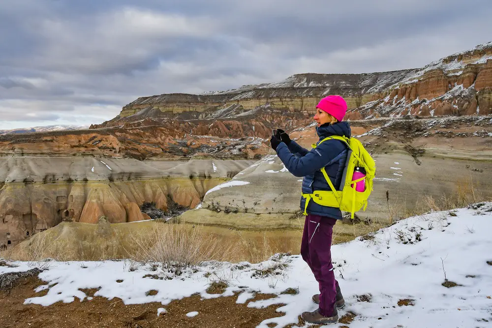 Test terrain de la doudoune femme Columbia dans les Cappadoces en turquie