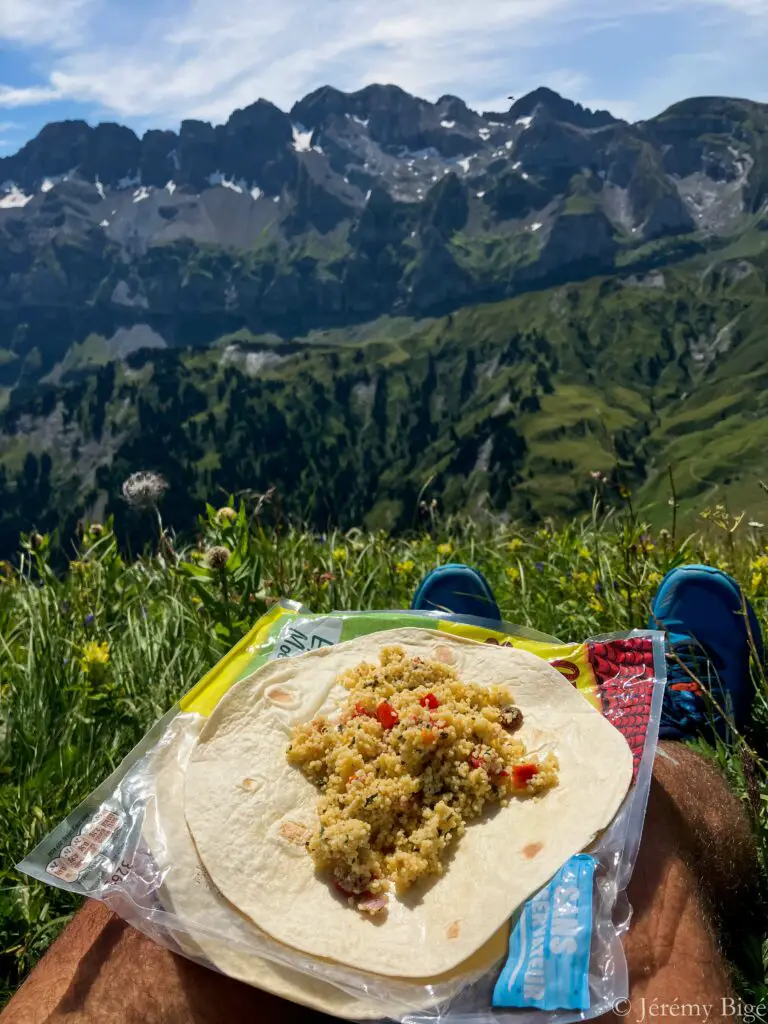 Wrap au taboulet durant la Trans'Alpes.