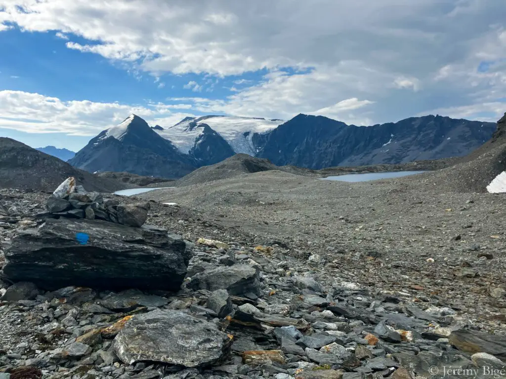 Lac Balnc depuis le col de l'Argentière (2875m).