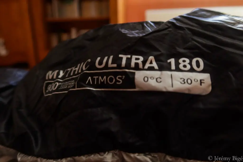 Capacité thermique du sac Rab Mythic Ultra 180.