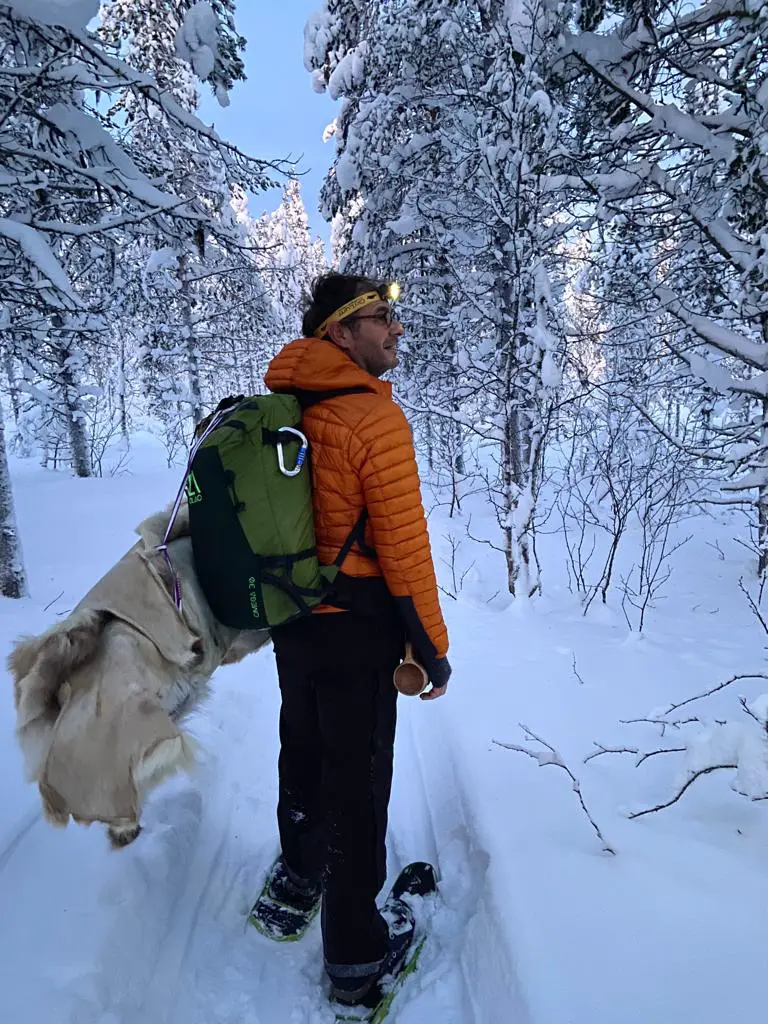 raquettes à neige dans les forêts de suede