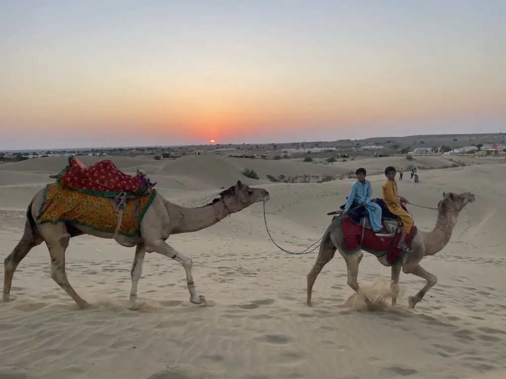 balade chamelière dans le désert de Sam au rajasthan