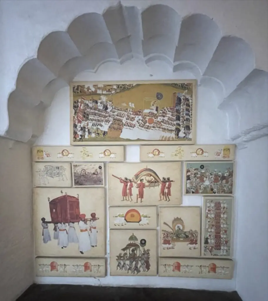 fresque au palais royal de jodhpur des différentes utilisations de palanquin