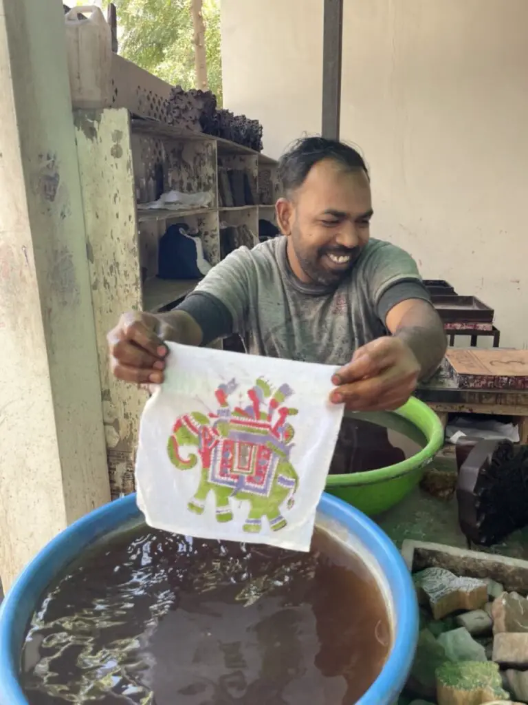 tissu imprimé avec motif déléphant à jaipur