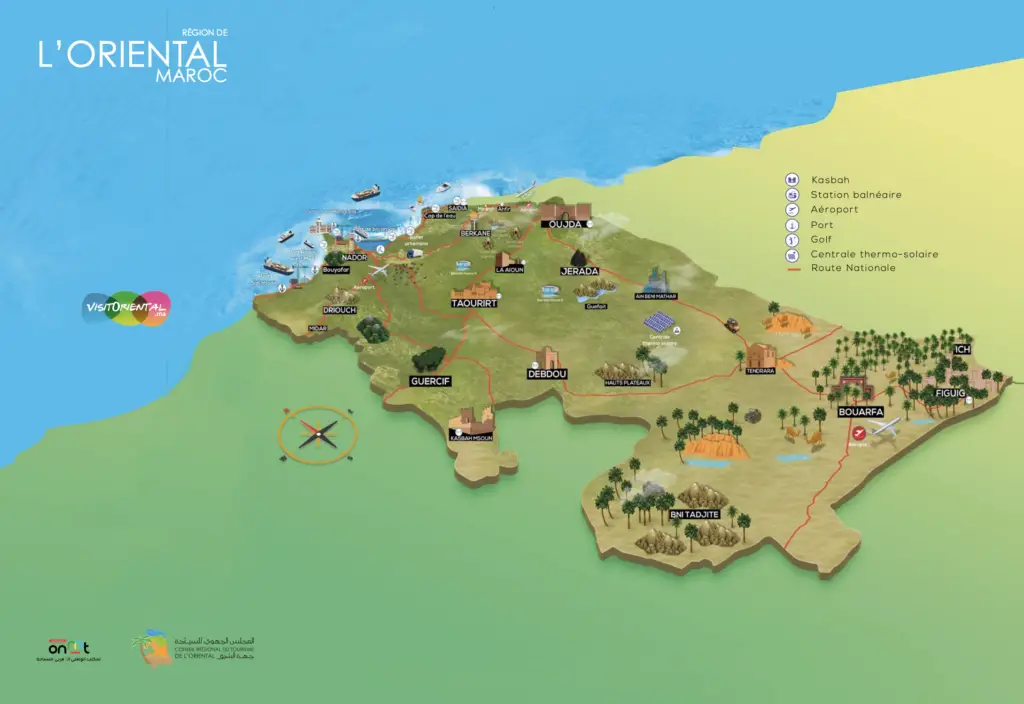 Carte de la Région de l'oriental Marocain