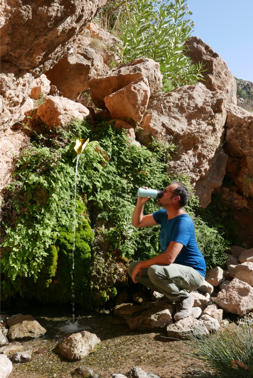 Boire à la source Thite Natrammante dans le massif de Béni Snassen au Maroc