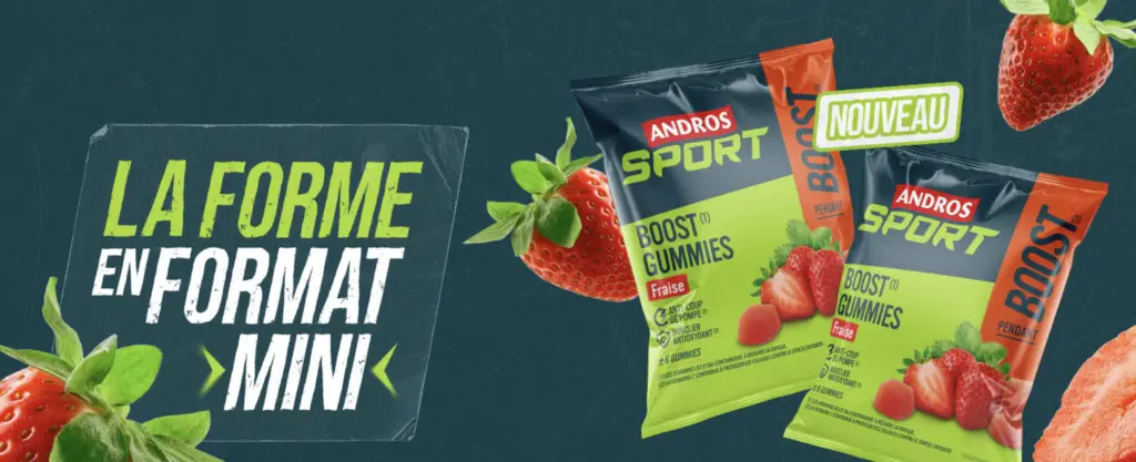 ANDROS SPORT ÉLARGIT SA GAMME DE GUMMIES BOOST AVEC UNE NOUVELLE SAVEUR FRAISE