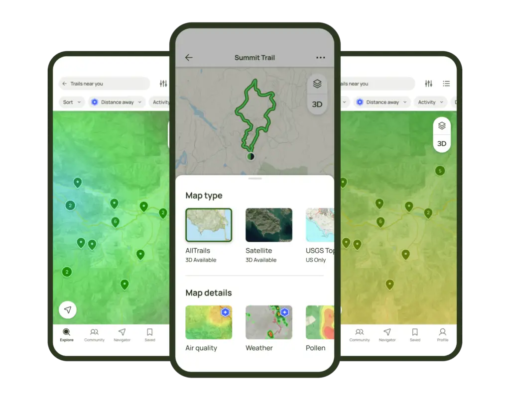 OUTDOOR LENS DE L'APPLICATION ALLTRAILS
